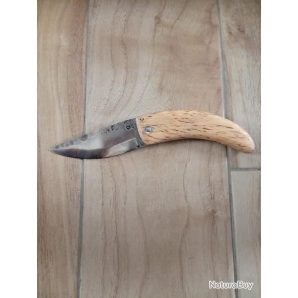 Couteau pliant forg acier carbone deux clous en bois de bouleau marbr