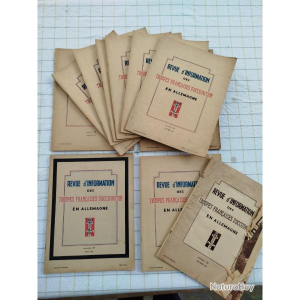 Très beau lot de 11 "revue d'information des troupes françaises d'occupation en Allemagne" TOA 1948