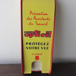 Distributeur publicitaire en tôle Opticil 1950