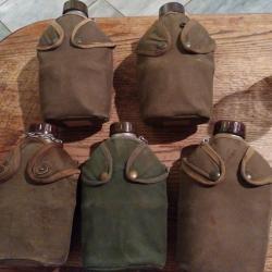 Lot de gourde alu avec le 1/4 quart armée française tous différents