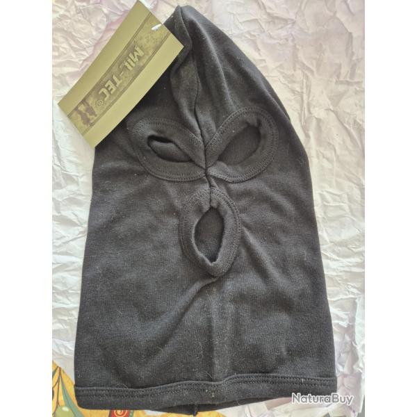 Cagoule / Balaclava noire Mil-Tec 3 trous en coton - Airsoft / Militaire Tactical Neuve Surplus army