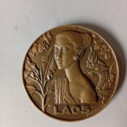MEDAILLE BRONZE Compagnie des Messageries Maritimes, le paquebot Laos, par Tschudin, 1954 Paris.