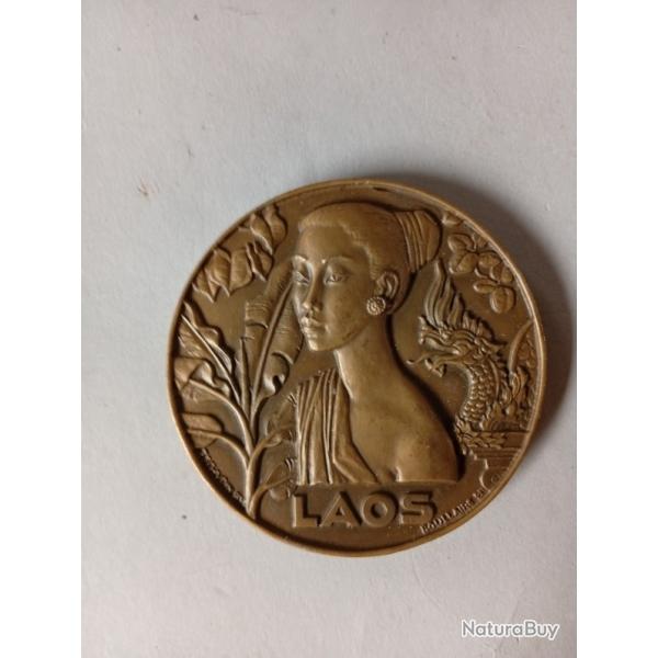 MEDAILLE BRONZE Compagnie des Messageries Maritimes, le paquebot Laos, par Tschudin, 1954 Paris.
