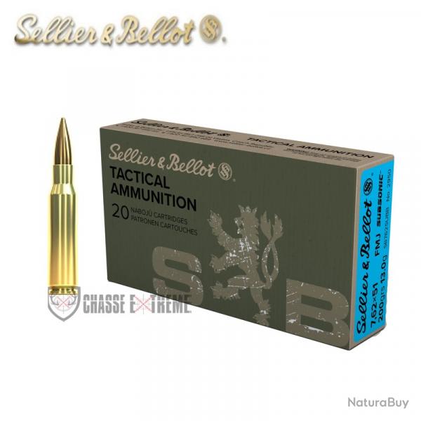 20 Munitions S&B Cal 7.6251(308win) 201Gr Subsonic Fmj