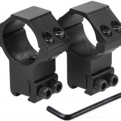 Colliers de montage lunette MEDIUM A TUNNEL Ø25.4mm / rail 21mm weaver et picatinny