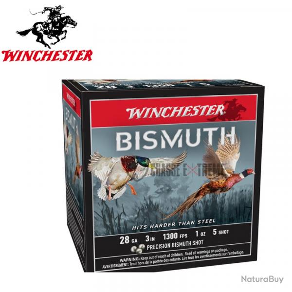 25 Cartouches WINCHESTER Bismuth 28g Cal 28/76 Pb 5