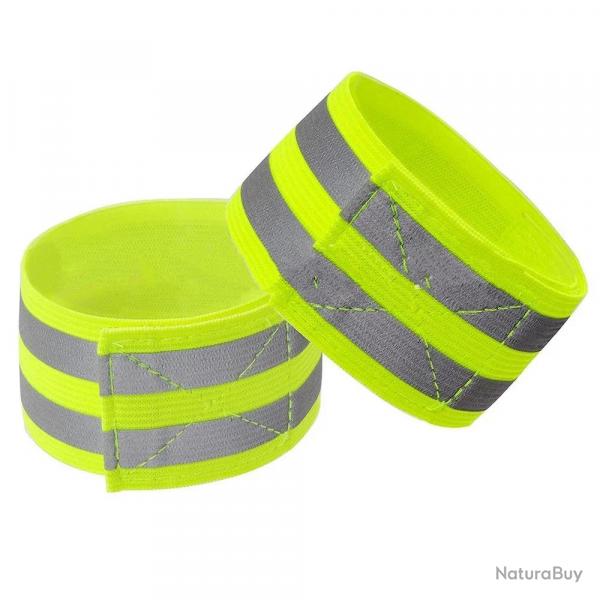 Lot de 2 brassards de sécurité réfléchissants - jaune - LIVRAISON GRATUITE