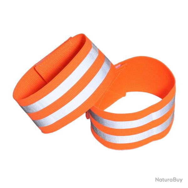 Lot de 2 brassards de sécurité réfléchissants - orange - LIVRAISON GRATUITE