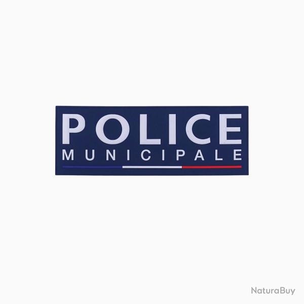 Bandeau ID Police municipale Rubber Fond Bleu Bleu Marine  Police Municipale 10 x 3 cm