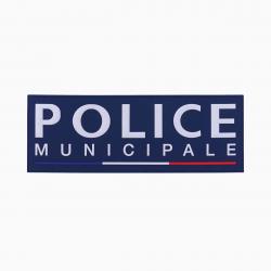 Bandeau ID Police municipale Rubber Fond Bleu Bleu Marine  Police Municipale 28 x 10 cm