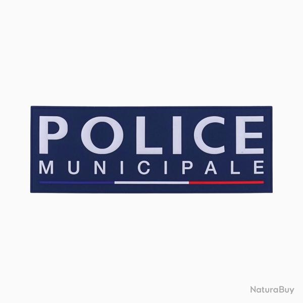 Bandeau ID Police municipale Rubber Fond Bleu Bleu Marine  Police Municipale 28 x 10 cm