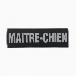 Bandeau ID Maitre chien Rétro-réfléchissant Fond Noir Noir Maitre Chien 10 x 30 cm