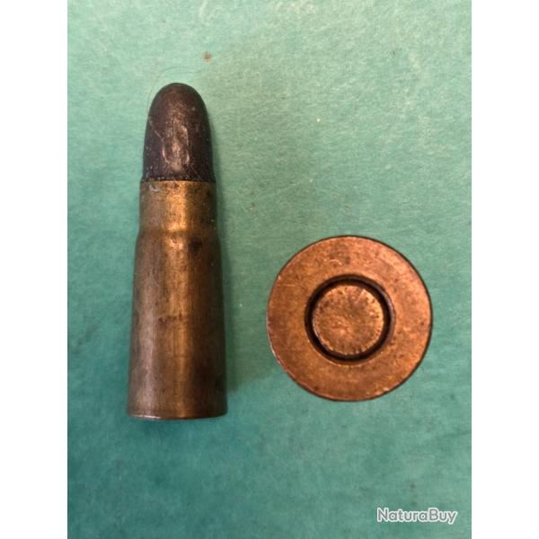 Une rare cartouche 6,5  Bergmann 1894 balle plomb graisse sans gorge poudre en D