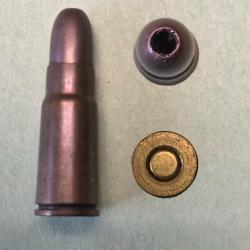 Une rare cartouche Bergmann mod 1896  balle blindée Hollow point Nickel