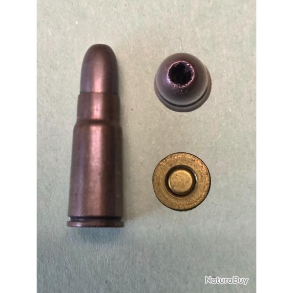 Une rare cartouche Bergmann mod 1896  balle blinde Hollow point Nickel