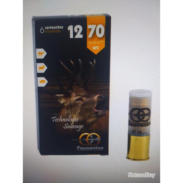 Sauvestre calibre 12/70 balles flches bote de 6 munitions