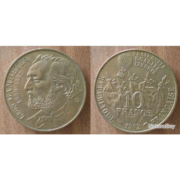 France 10 Francs 1982 Gambetta Commemo Piece