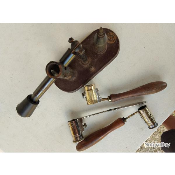 1 amorceur/dsamorceur MANUFRANCE calibre 16 dans son jus en TBE+3 dosettes rglables plombs/poudre