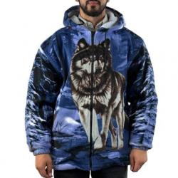 Polaire Sherpa unisexe à imprimé animal Wolf Blue