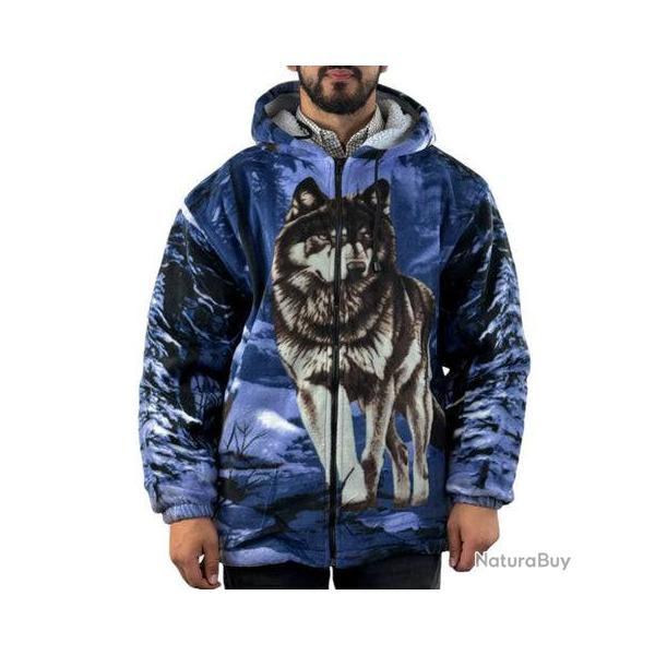 Polaire Sherpa unisexe  imprim animal Wolf Blue