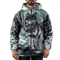 Polaire Sherpa unisexe à imprimé animal Wolf Grey