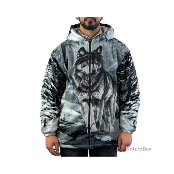 Polaire Sherpa unisexe  imprim animal Wolf Grey