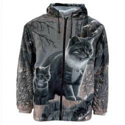 Polaire Sherpa unisexe à imprimé animal Cat Grey