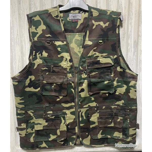 GILET MULTIPOCHES SANS MANCHE CAMOUFLAGE