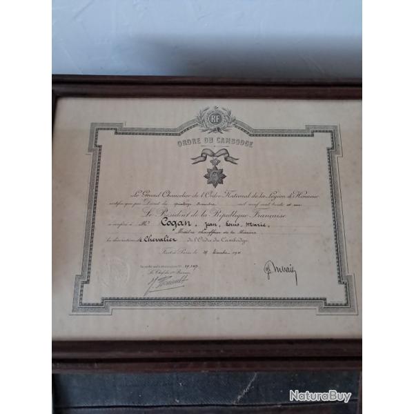 Diplome Chevalier Ordre Du Cambodge