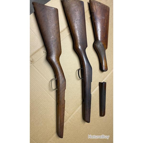 Lot de trois crosses bois pour carabines de jardin
