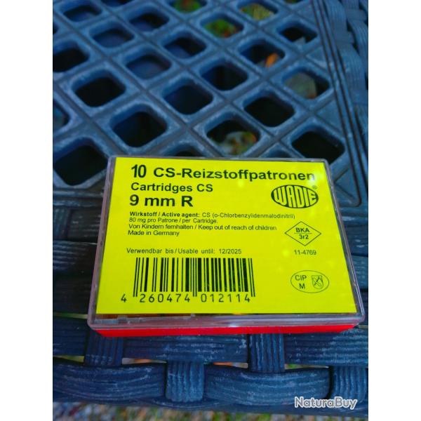 1 Bote de 10 munitions Gaz CS WADIE calibre 9mm R