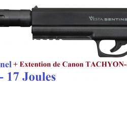 Pistolet  Vesta Sentinel avec extention de canon TACHYON-S  Cal 50 -17 Joules