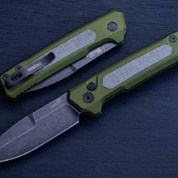Couteau Automatique Kershaw Launch 22 Lame Acier CPM-MagnaCut Manche OD Green Alu/Micarta KS7205