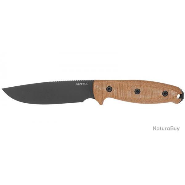 Couteau Cold Steel Republic Bushcraft - Lame 127mm - Manche Micarta - Trou pour dragonne - Etui cuir
