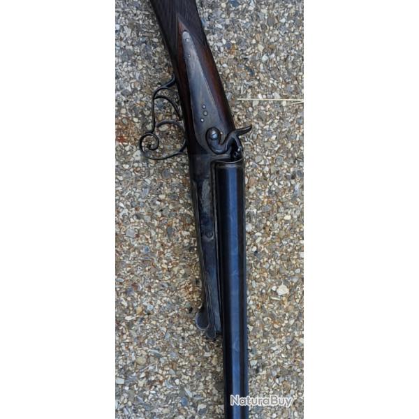 Fusil  chiens cal 16 poudre noire, cat D.