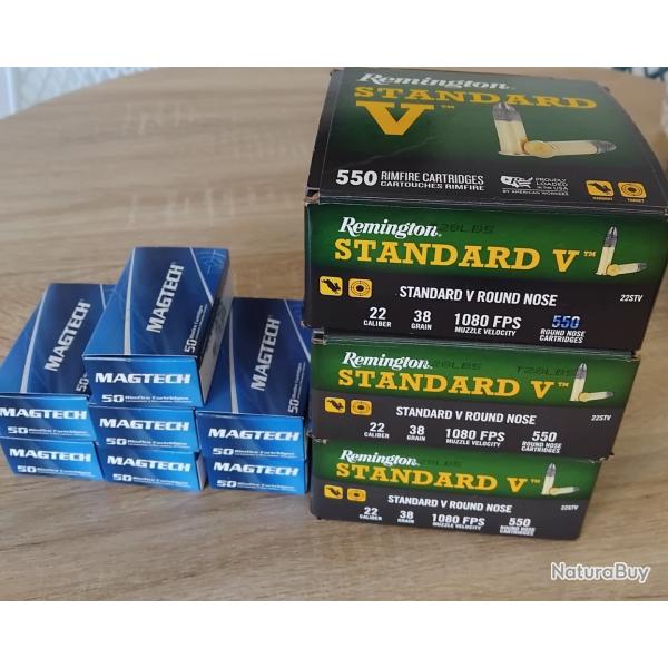 Lot de balles 22lr remington et magtech