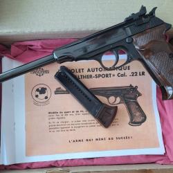VENDS PISTOLET SEMI AUTO WALTHER SPORT MANURHIN CAL. 22. LR