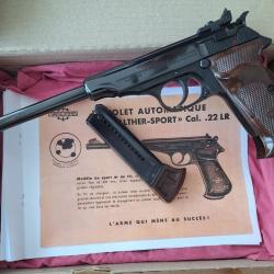 VENDS PISTOLET SEMI AUTO WALTHER SPORT MANURHIN CAL. 22. LR
