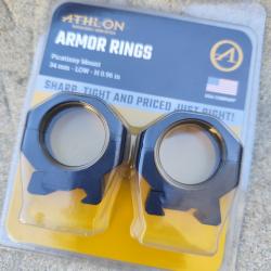Collier pour lunette ATHLON ARMOR Rings Ø 34 mm LOW H=0.96 in