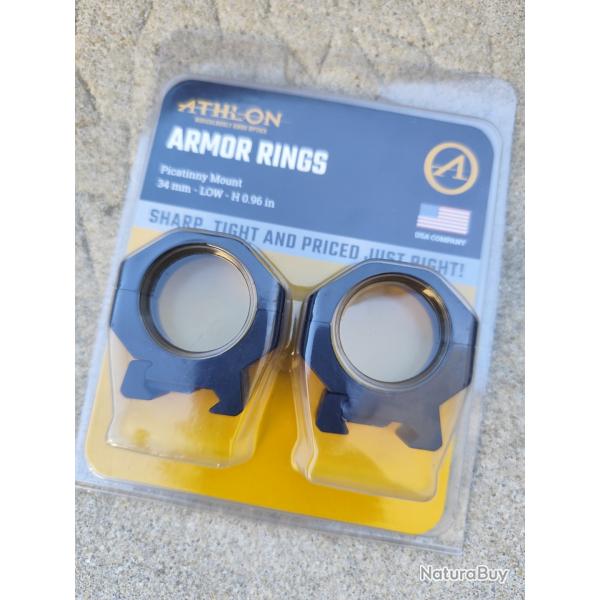Collier pour lunette ATHLON ARMOR Rings  34 mm LOW H=0.96 in