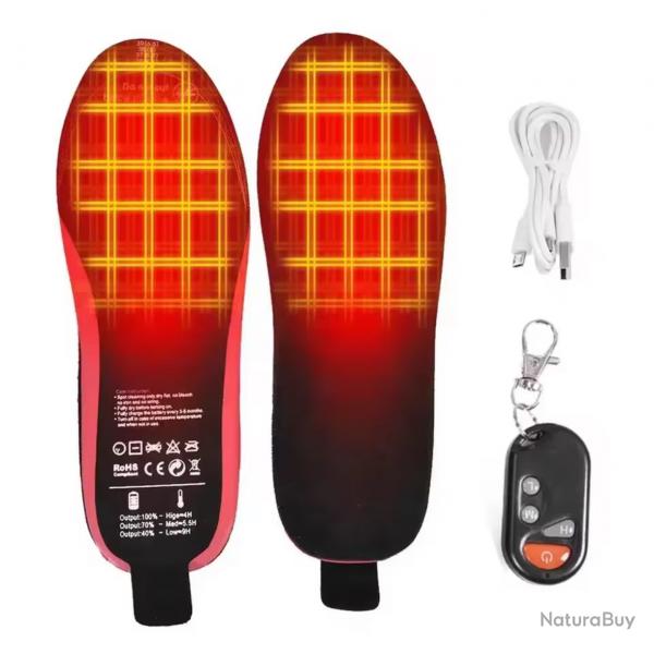 Semelles chauffantes rechargeable USB + tlcommande