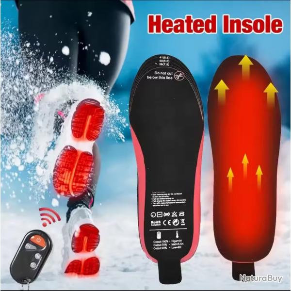 Semelles chauffantes rechargeable USB + tlcommande annonce pub !