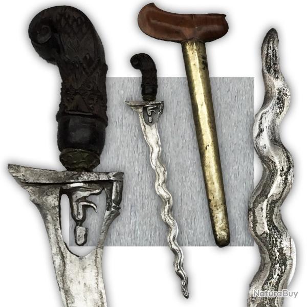 RARE & SUPERBE SABRE COURT DIT :  '' KRISS '' BOIS SCULPT AVEC PIERRE XIX ORIGINAL
