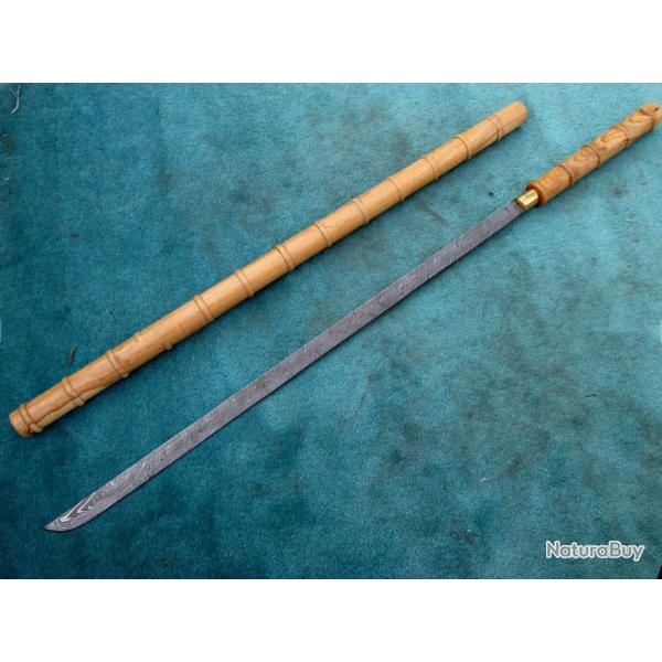 Canne épée Damassé - Bois d'olivier (4)