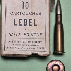 Une cartouche Lebel *Pointue"SFM aux étoiles GG Non magnetic
