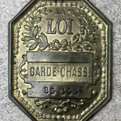 Plaque de Métier "Garde Chasse" Fin 19° Numérotée