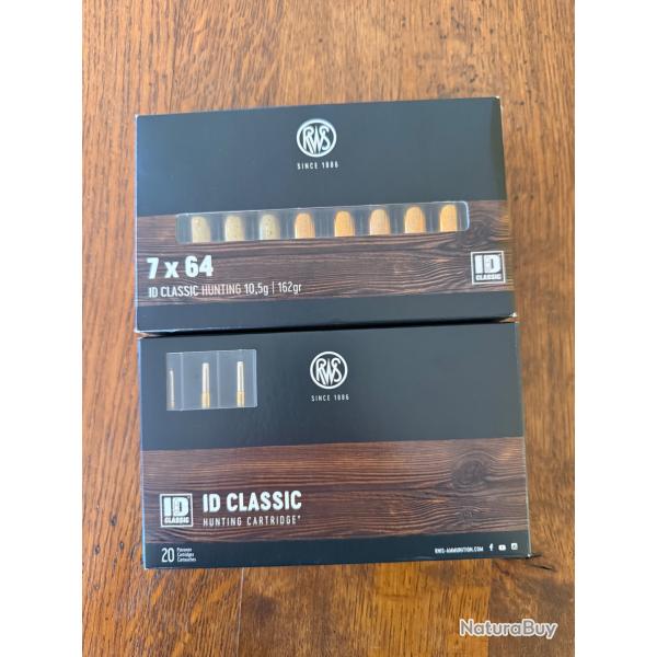 Balle rws id classic 7x64 , 10,5g , 162gr