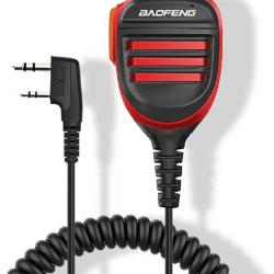 Microphone Baofeng double PTT - rouge - LIVRAISON GRATUITE