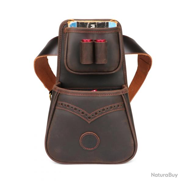 Sacoche cartouchière en cuir - Tourbon - LIVRAISON GRATUITE
