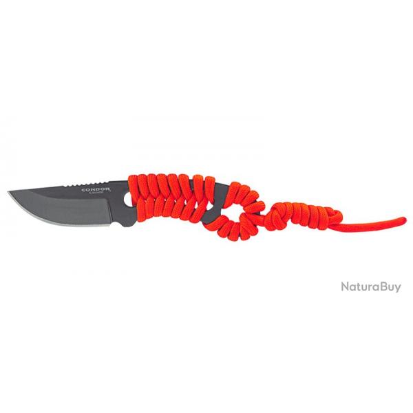 Condor Couteau Carlitos Neck - Orange - Lame 64mm - Manche Paracorde - Etui rigide de type Kydex